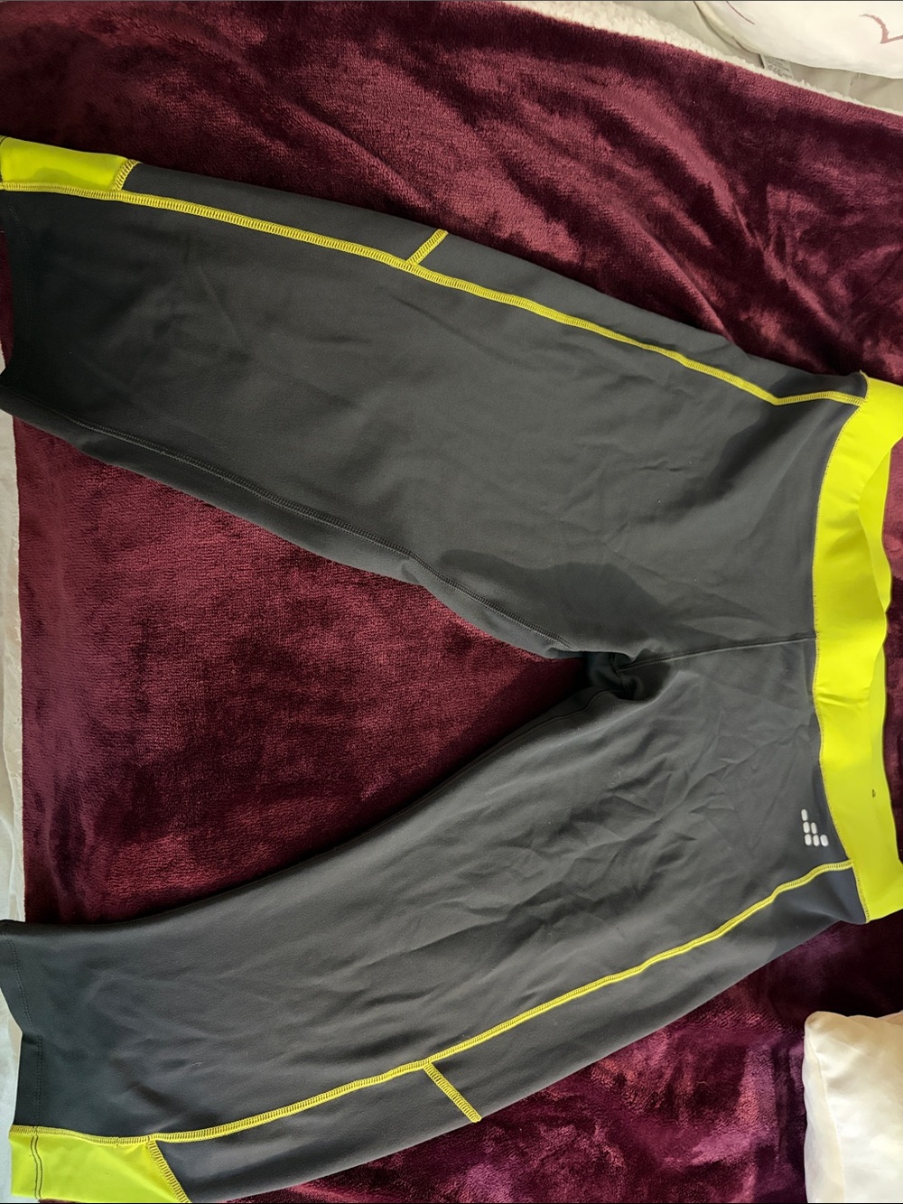 bcg Gray Leggings with Neon Yellow Trim